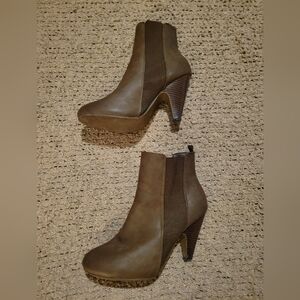 WOMENS ASHLEY BLUE LEATHER ANKLE BOOTS BROWN SIZE 8